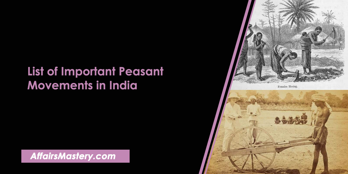 List of Important Peasant Movements in India